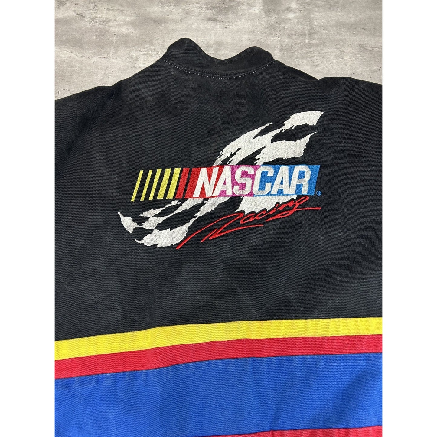 Vintage 90s Jeff Hamilton Nascar Embroidered Spellout Race Jacket Size 4XL