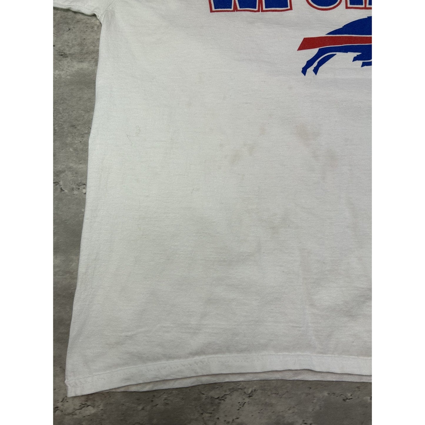 Vintage 90s Buffalo Bills NFL Open Up A Can Of Whoop Ass Cartoon T-Shirt Size XL