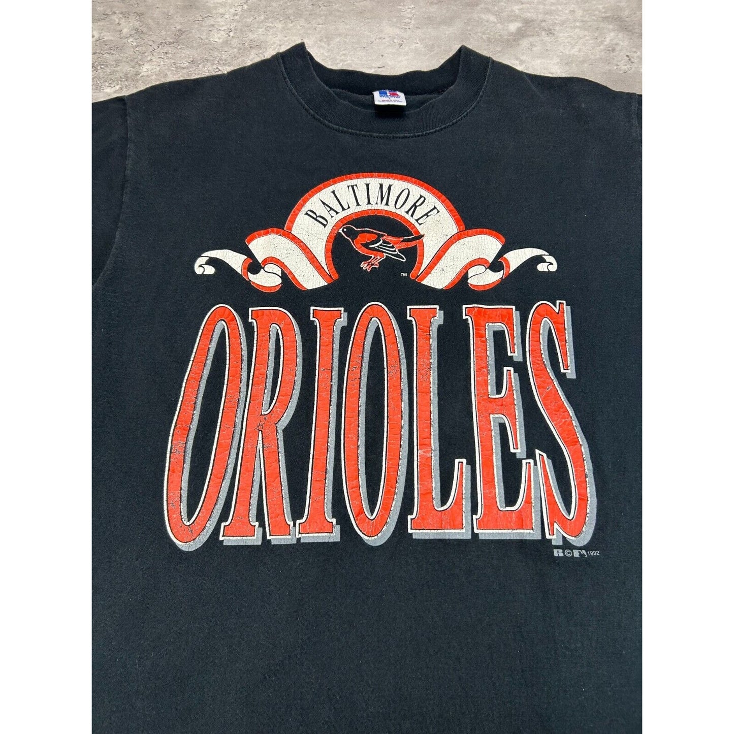Vintage 1992 Baltimore Orioles MLB BIg Graphic Spell Out T-Shirt Size Large