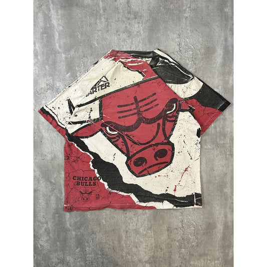 Vintage 90s Chicago Bulls NBA Da Bulls All Over Print Starter T-Shirt Size XL