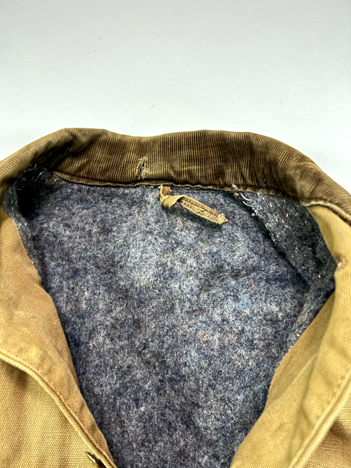 Vintage 70s Carhartt Blanket Lined Canvas Workwear Chore Jacket Size XL Beige