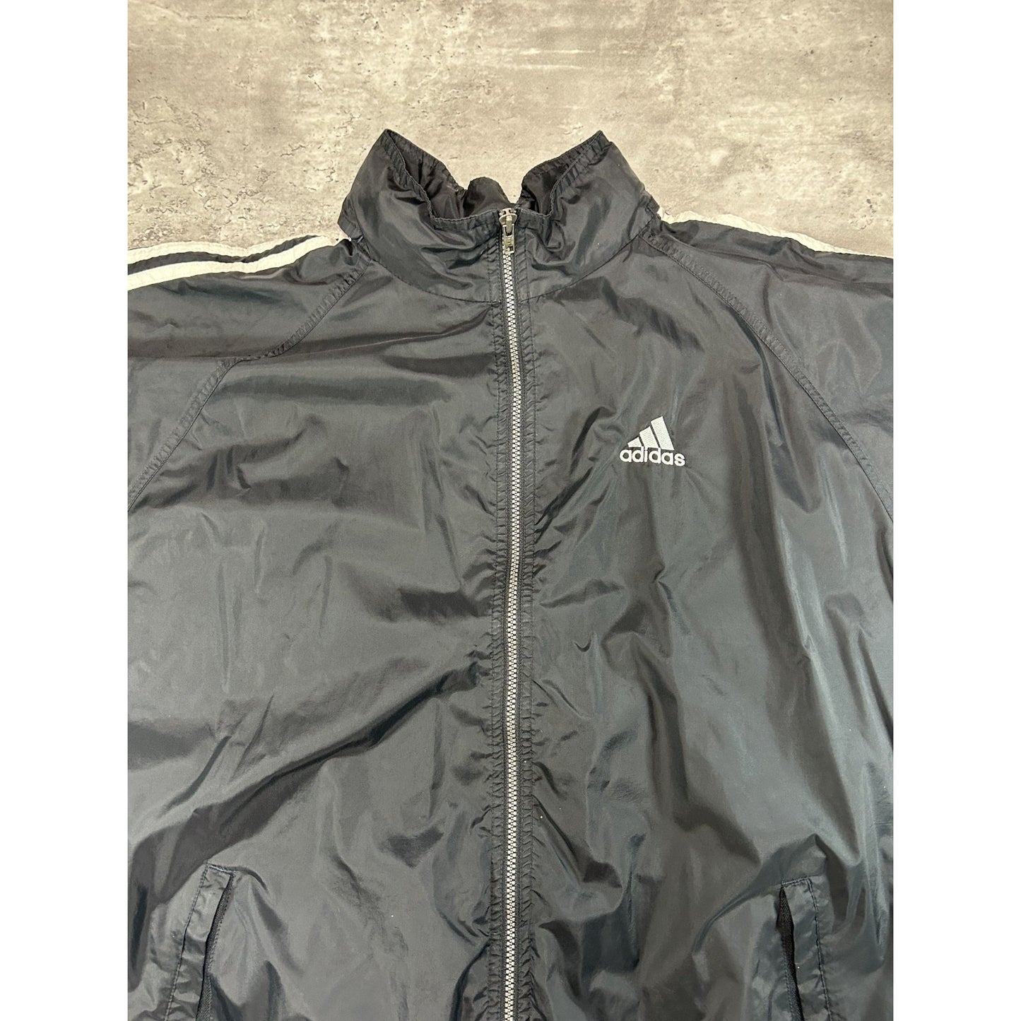 Vintage 90s Adidas Embroidered Logo Nylon Full Zip Windbreaker Jacket Size XL