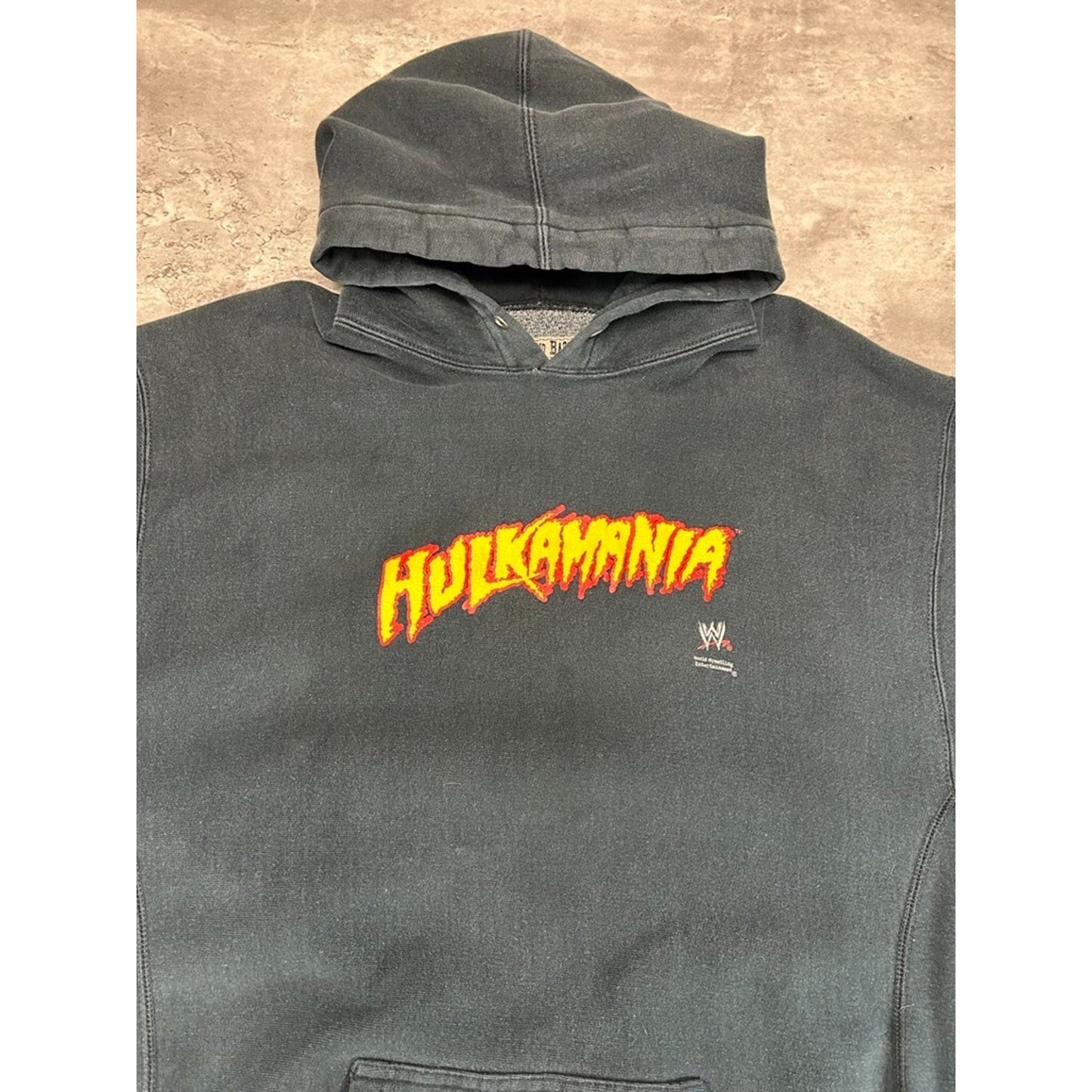 Vintage 2000s WWE Hulkamania Graphic Spellout Hooded Sweatshirt Size Large
