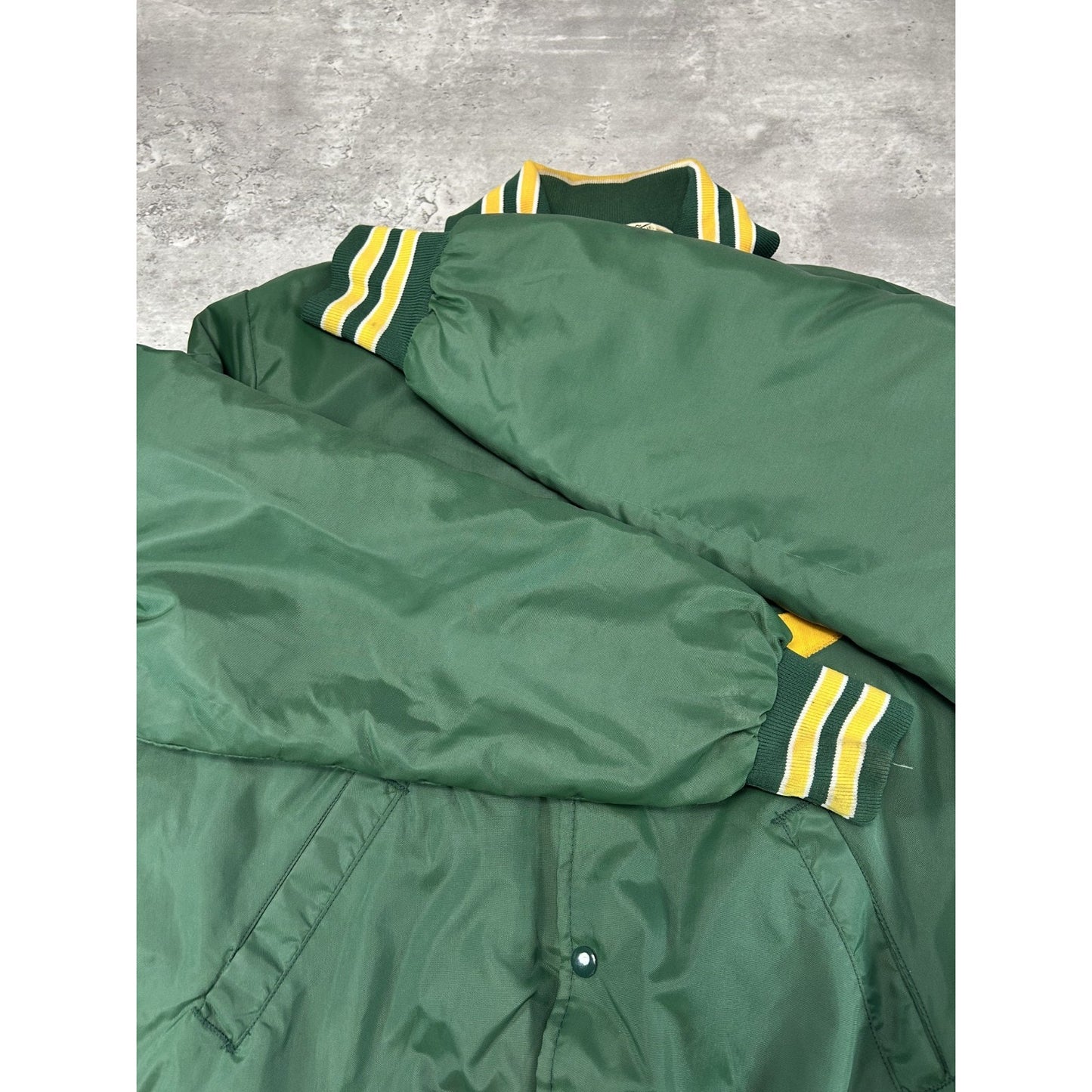 Vintage 80s Oswego Baseball Embroidered Nylon Bomber Jacket Size Medium