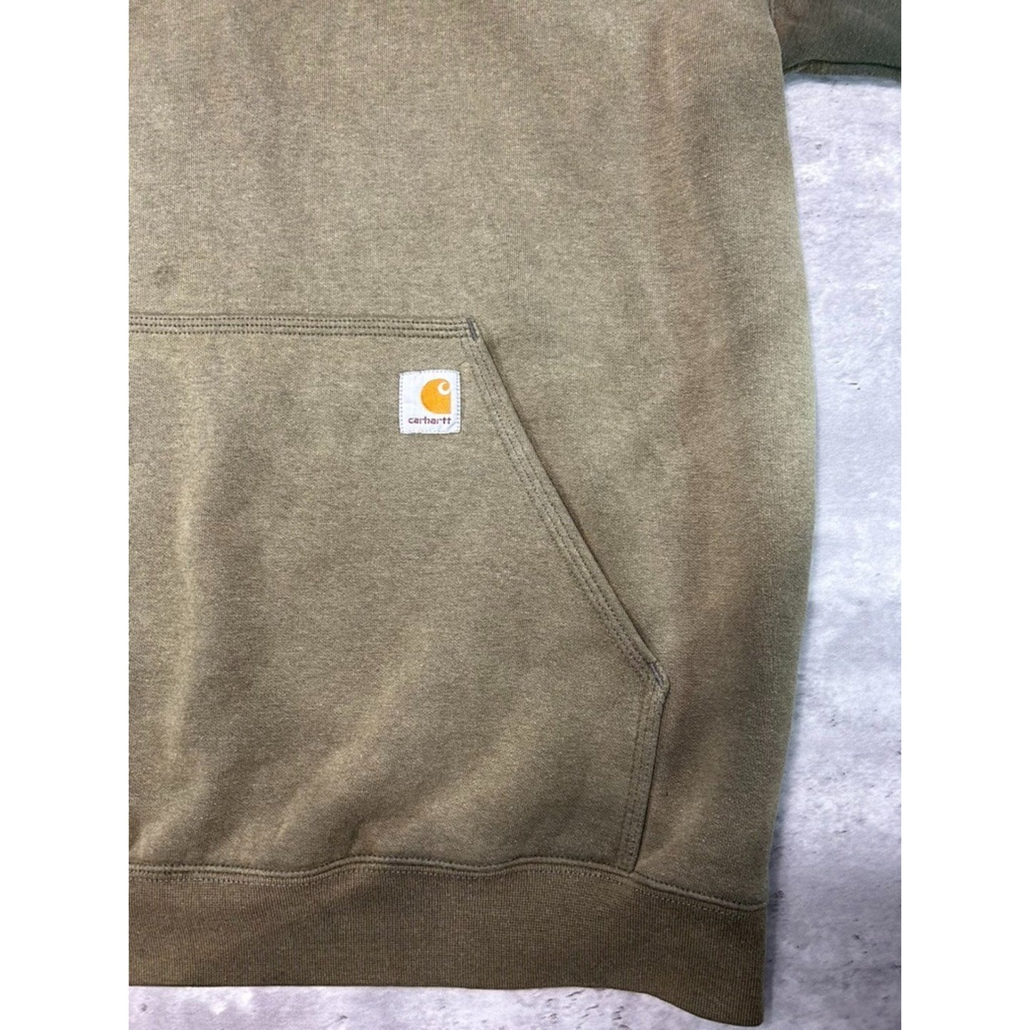 Vintage Carhartt Distressed Embroidered Patch Pullover Hooded Sweatshirt Size XL