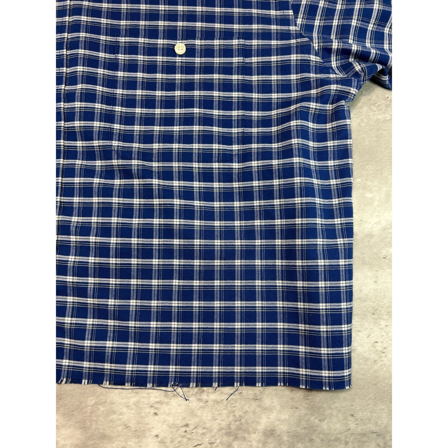 Vintage Towncraft Plaid Single Pocket Cropped Button Up Shirt Size Large Blue
