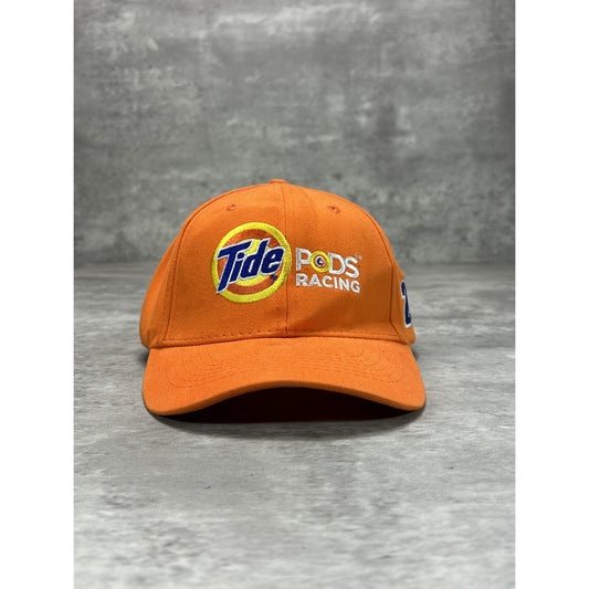 Vintage Tide Racing Embroidered Spellout Nascar Strapback Hat OSFA Orange