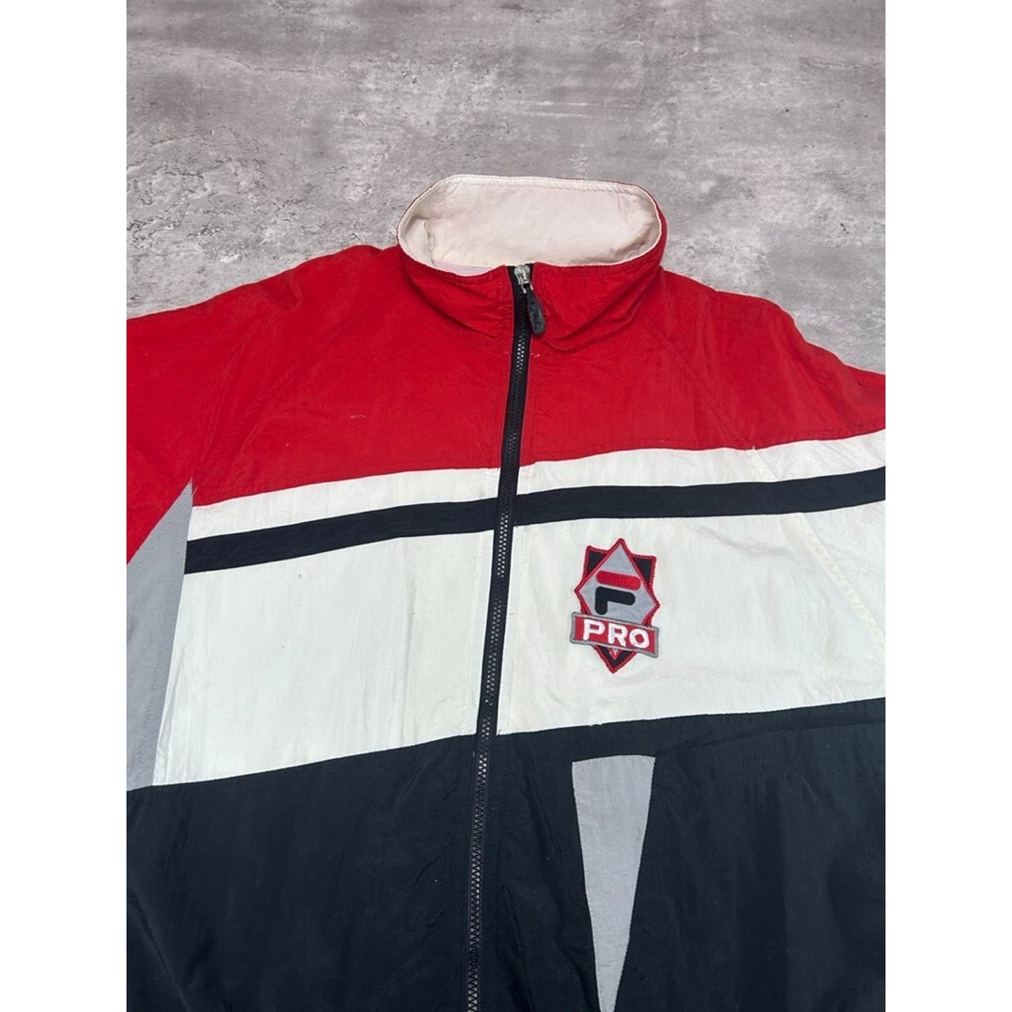 Vintage 90s Fila Pro Nylon Full Zip Windbreaker Jacket Size XXL