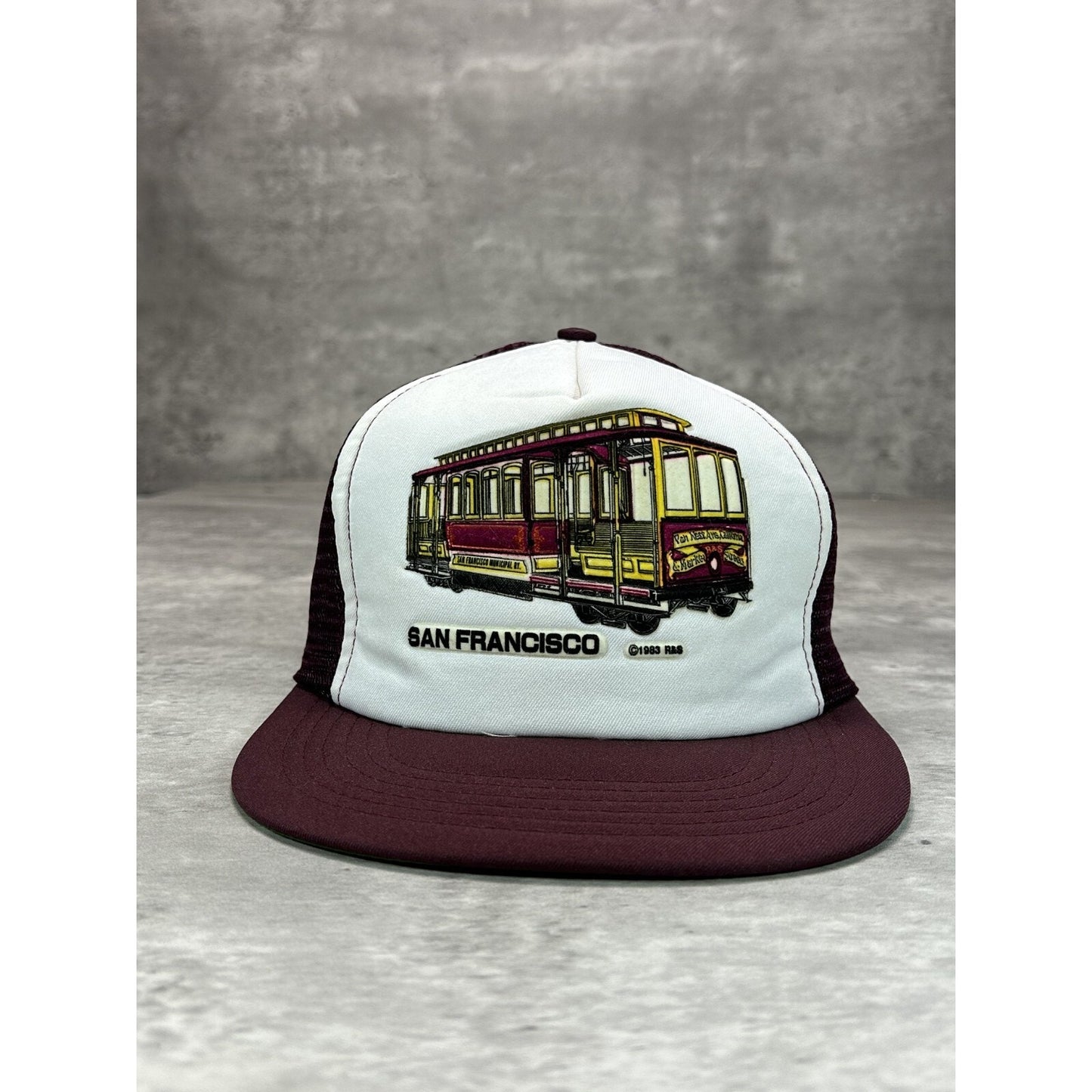 VTG 1983 San Francisco Train Car Graphic Destination Trucker Snapback Hat OSFA