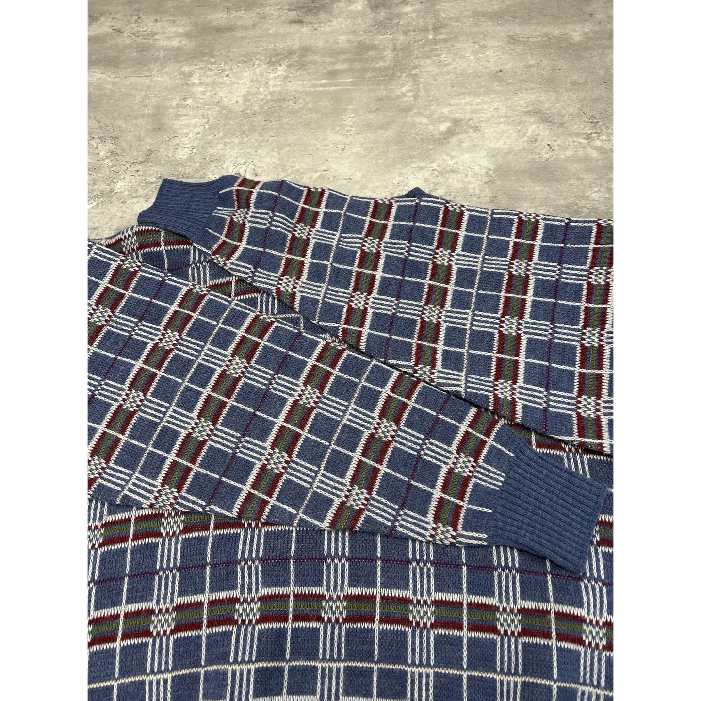 Vintage 80s/90s London Fog Plaid Print Pullover Knit Sweater Size Medium