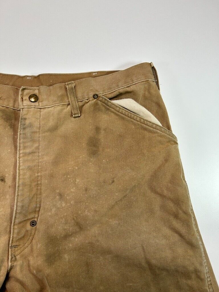 Vintage 90s Carhartt Quilted Lined Canvas Workwear Pants Size 35 Made In USA