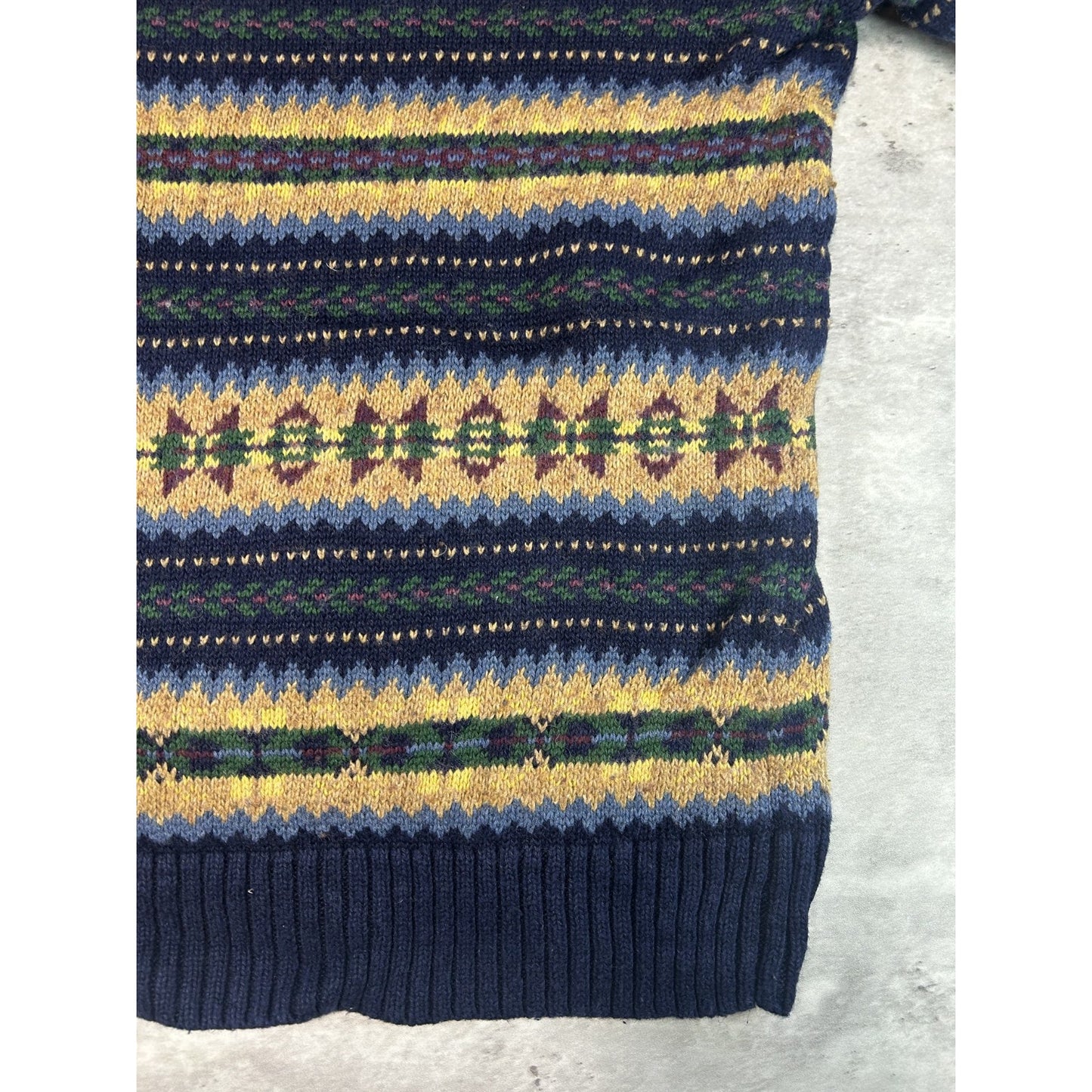 Vintage 90s Polo Ralph Lauren Abstract Striped V-Neck Knit Sweater Size Small