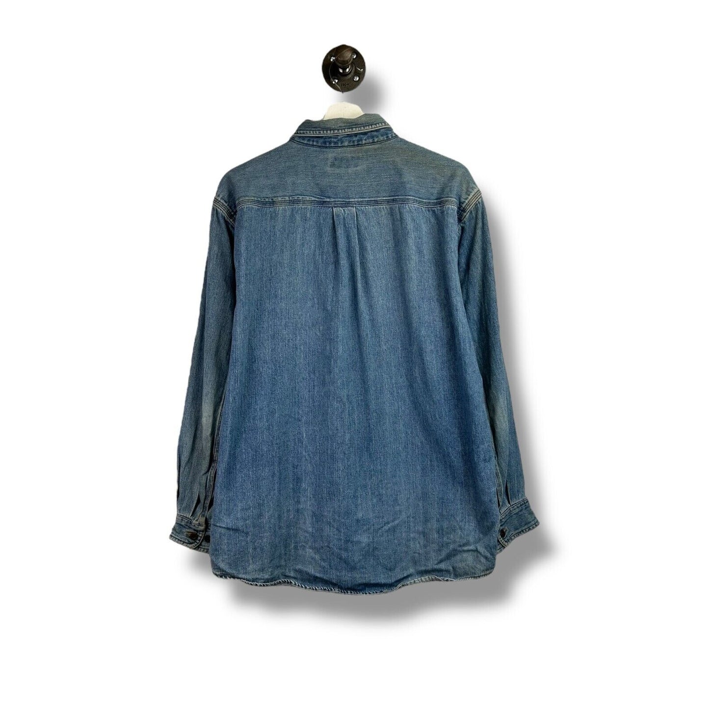 Vintage Carhartt Medium Wash Denim Workwear Button Up Shirt Size Large