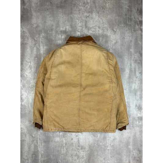 Vintage Carhartt Quilted Lined Canvas Workwear Arctic Jacket Size XL Beige