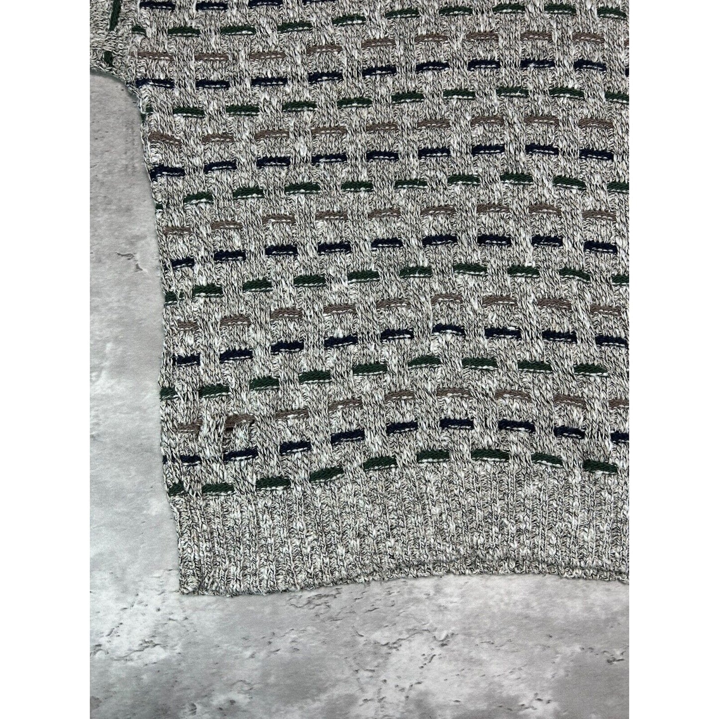 Vintage Timber Trail Abstract Print 1/4 Pull Over Ribbed Knit Sweater Size XL