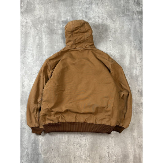 Vintage Carhartt Quilted Lined Canvas Workwear Hooded Active Jacket Size 2XL