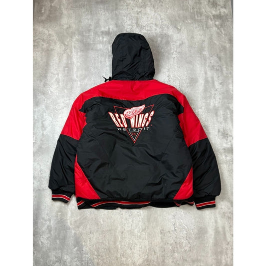 Vintage 90s Detroit Red Wings NHL Insulated Embroidered Nylon Jacket Size XL