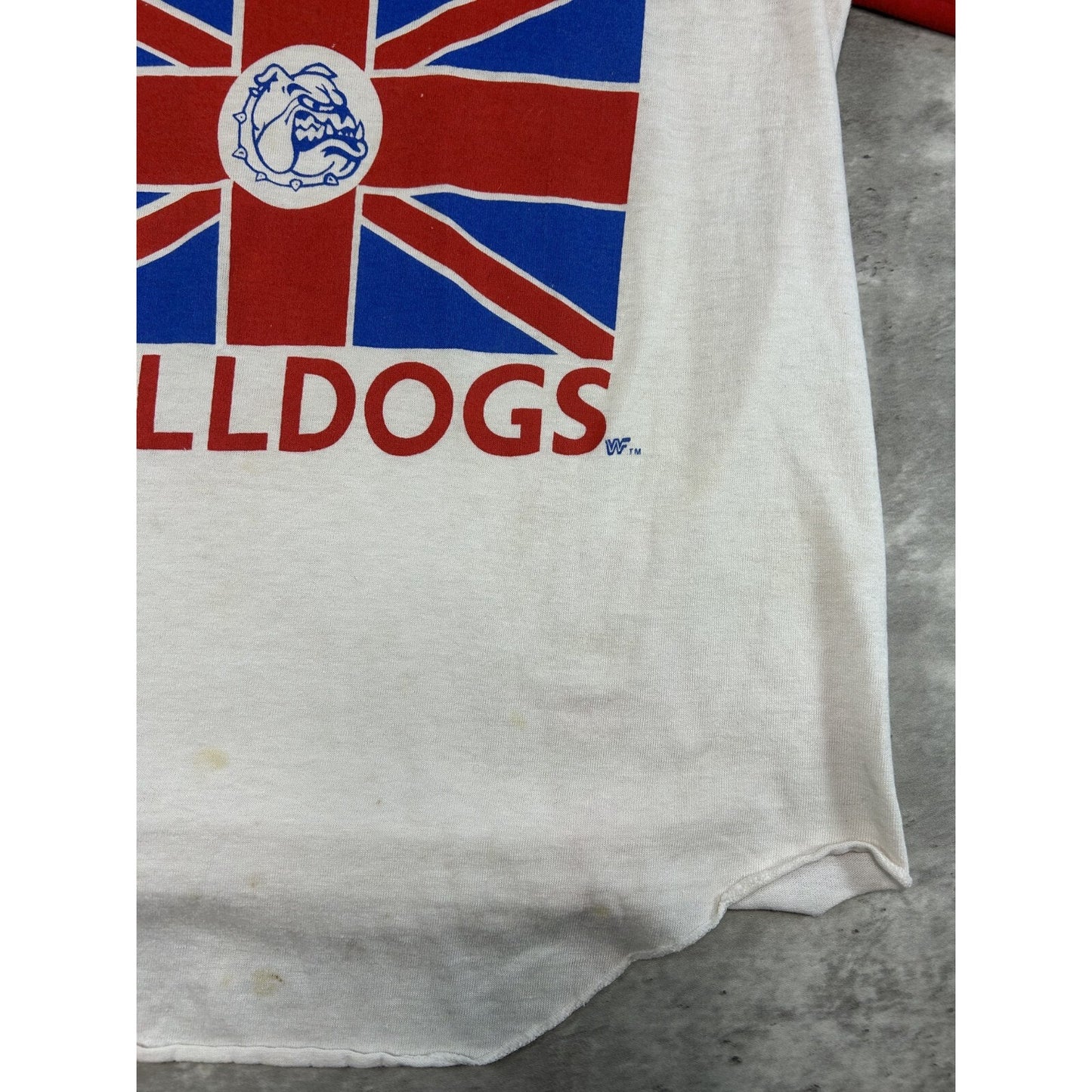 Vintage 80s The British Bulldogs Two Tone Raglan 3/4 Sleeve T-Shirt Size Small