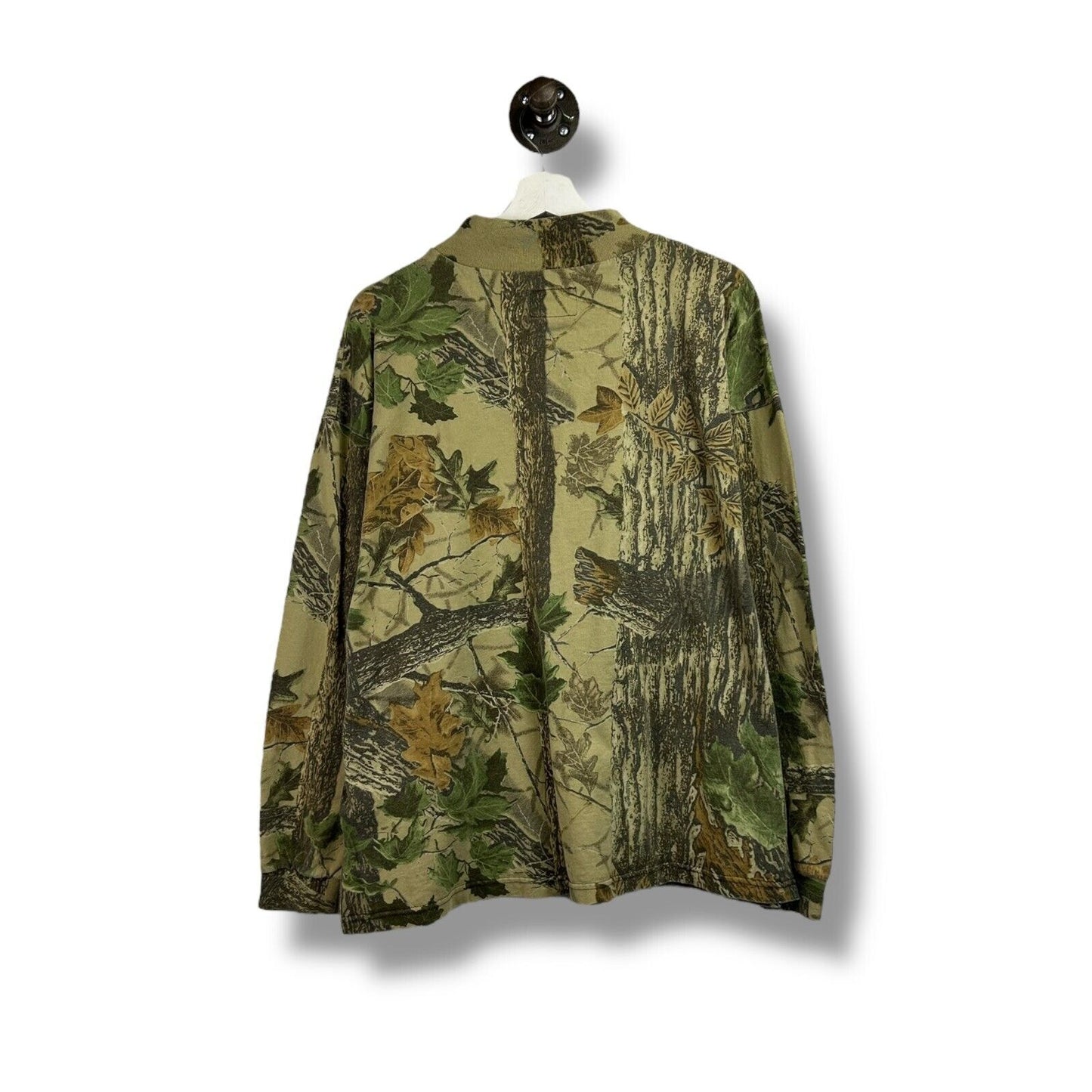 Vintage Duxbac Realtree Camo Long Sleeve Mock Neck Hunting T-Shirt Size XL