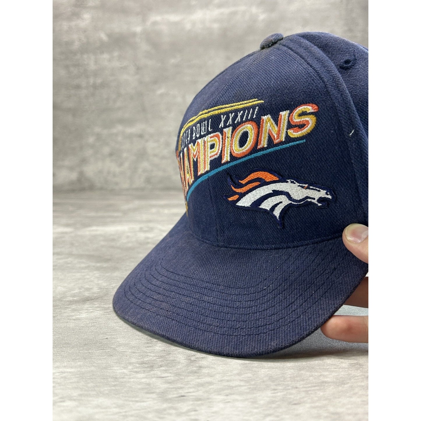 Vintage 1999 Denver Broncos NFL Embroidered Super Bowl Champs Strapback Hat OSFA