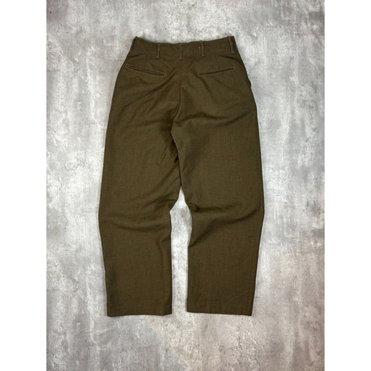 Vintage 1950s Wool Army Trouser Style Pants Size 32 Green
