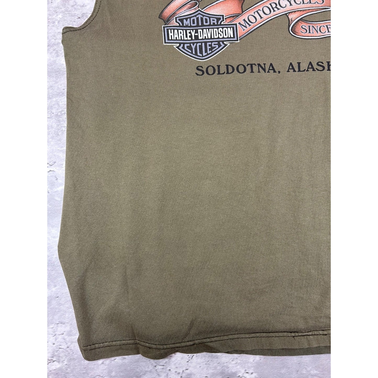 Vintage Harley Davidson Motorcycles Spellout Graphic Sleeveless T-Shirt Sz Large