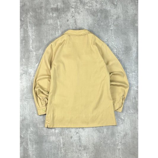 Vintage 1950s/1960s Four Pocket Button Up Shirt Jacket Size Small Yellow