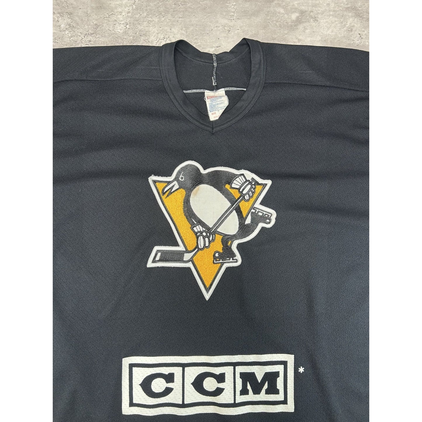 Vintage 90s Pittsburgh Penguins NHL CCM Maska Practice Hockey Jersey Size Large