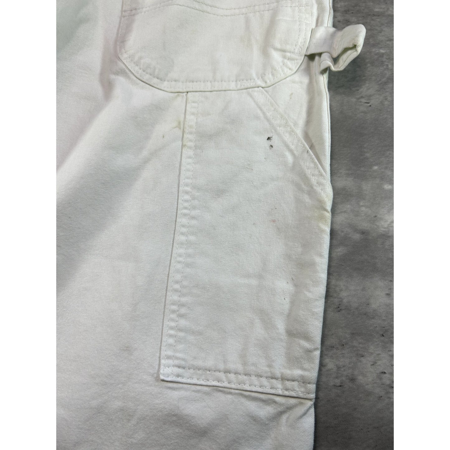 Vintage Dickies Canvas Work Wear Painters Double Knee Pants Size 36W White