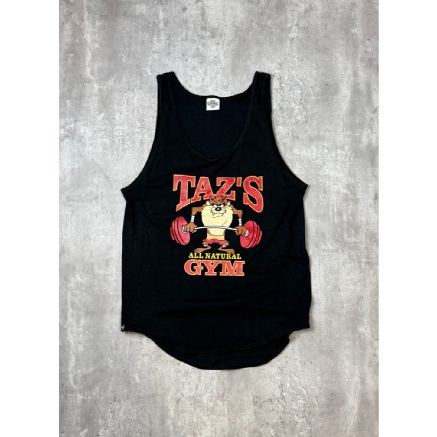 Vintage 1991 Looney Tunes Taz's Gym Cartoon Sleeveless T-Shirt Size Medium