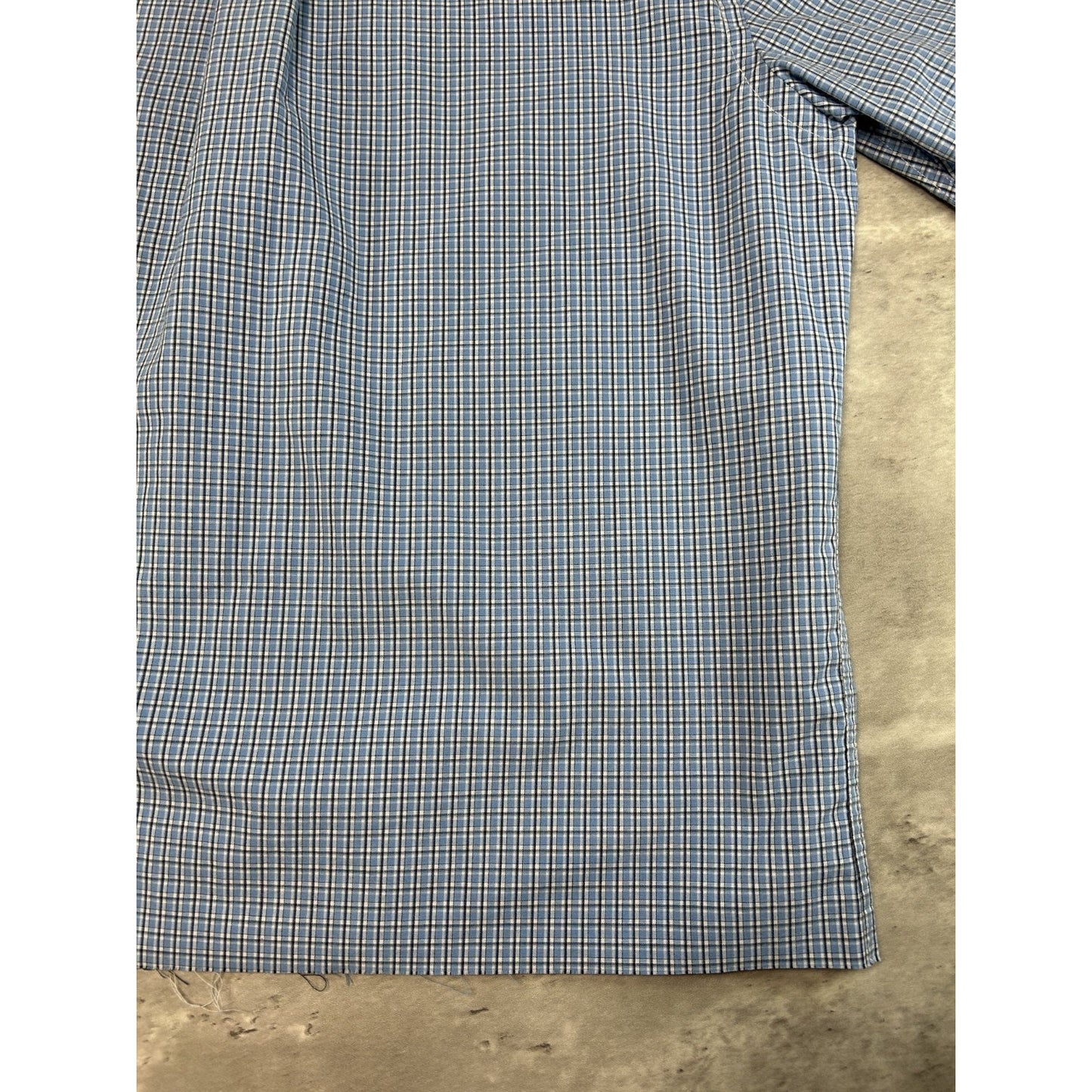 Vintage Arrow Plaid Print Short Sleeve Reworked Cropped Button Up Shirt Sz Large