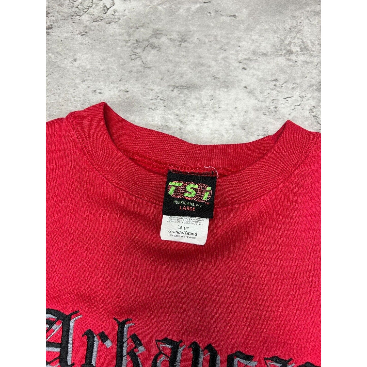 Vintage 90s Arkansas Razorbacks NCAA Embroidered Collegiate Sweatshirt Size Large
