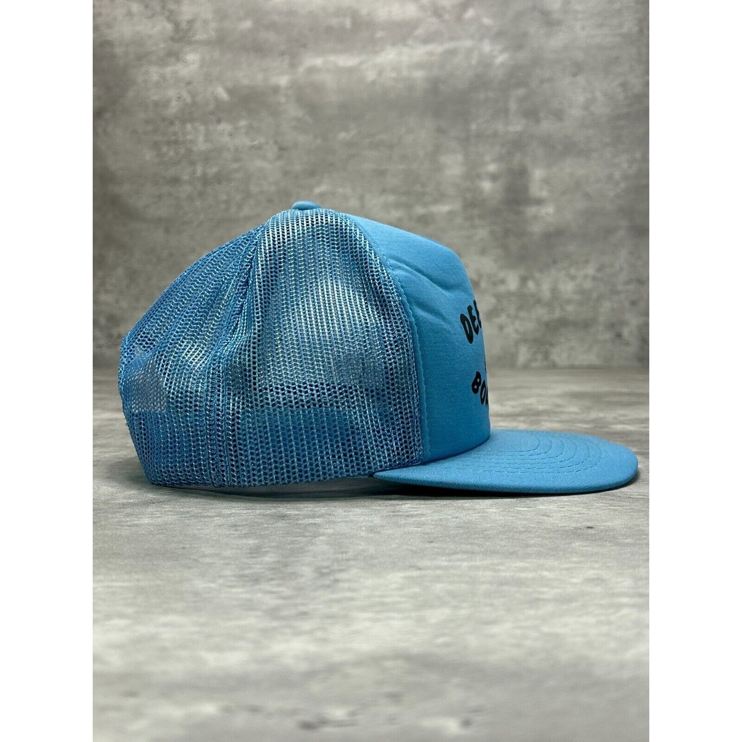 Vintage Deepwater Boat Ramp Boating Graphic Trucker Snapback Hat OSFA Blue