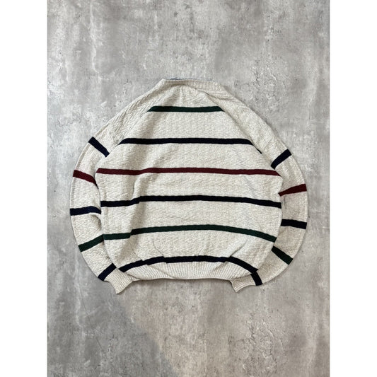 Vintage Cape Isle Knitters Striped Pullover Knit Sweater Size XL