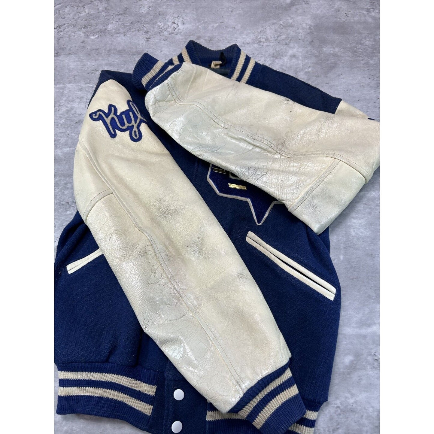 Vintage 80s Butwin Hi-Liners Embroidered Wool Leather Vartisty Jacket Size Medium