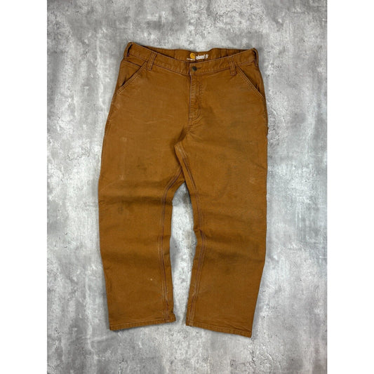 Carhartt Relaxed Fit Canvas Workwear Carpenter Pants Size 38 Beige