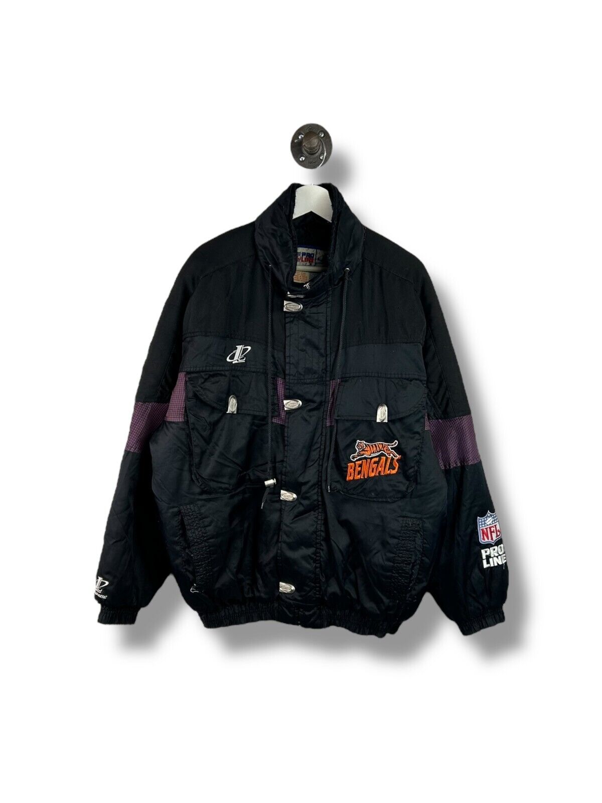Vintage 90s Cincinnati Bengals NFL Full Zip Insulated Football Jacket Size Medium