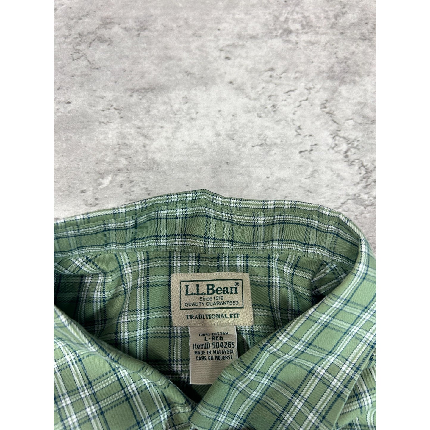 Vintage L.L. Bean Plaid Single Pocket Cropped Button Up Shirt Size Large Green