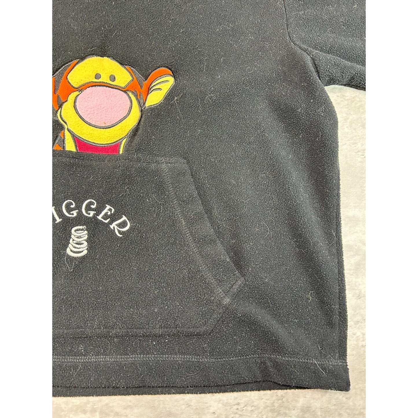 Vintage Disney Winnie The Pooh Tigger Fleece Hooded Sweatshirt Size Large Black