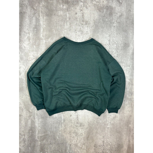 Vintage 90s Muskoka Loon Graphic Wildlife Nature Sweatshirt Size XL Green