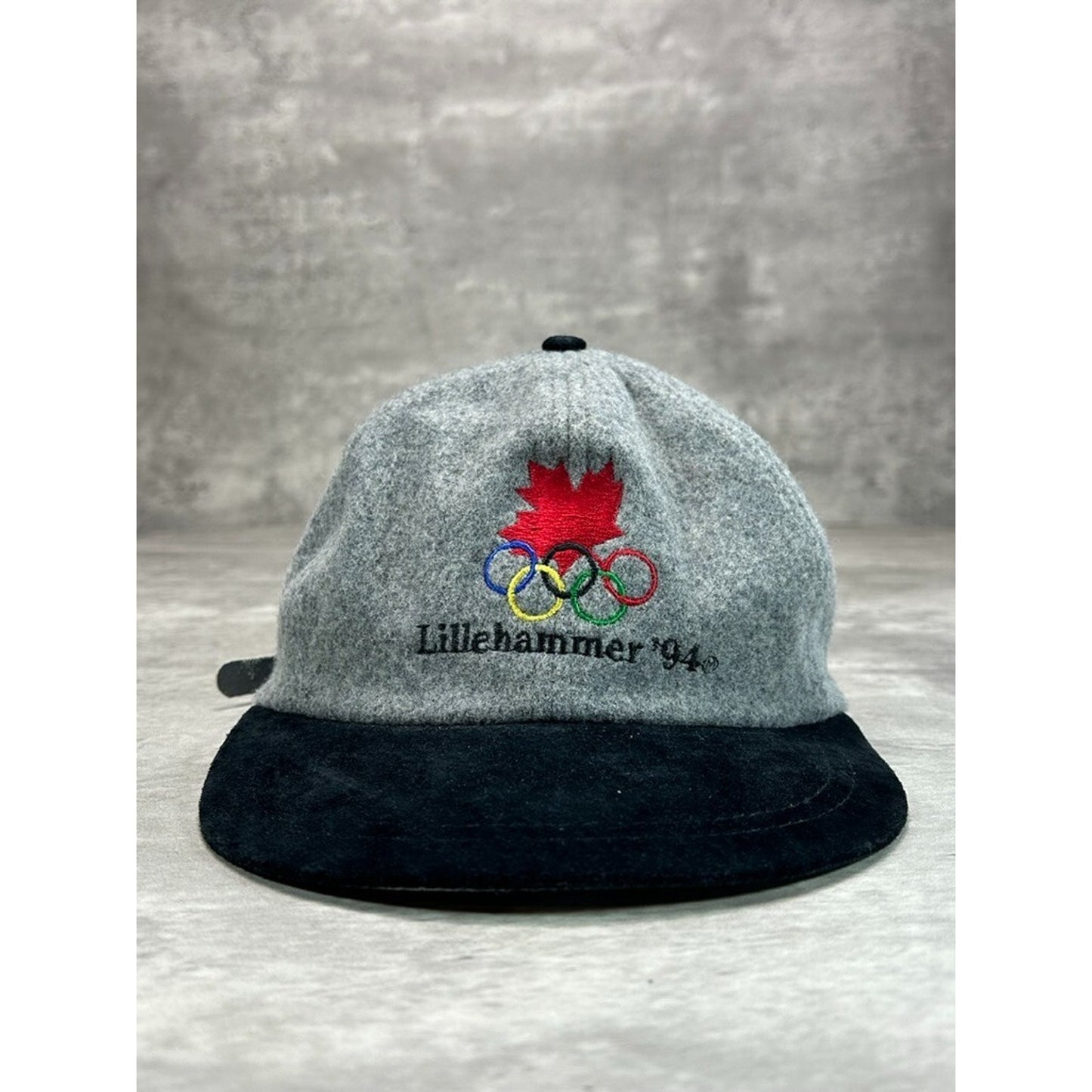 Vintage 1994 Lillehammer Olympics Embroidered Logo Wool Strapback Hat OSFA