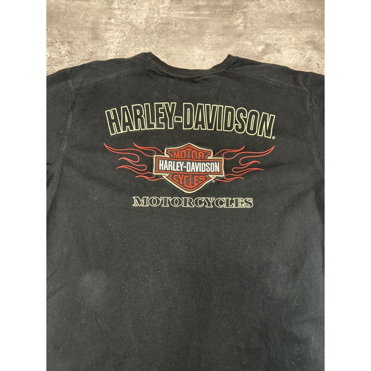 Vintage Harley Davidson Classic Logo Flame Print Long Sleeve T-Shirt Size Medium