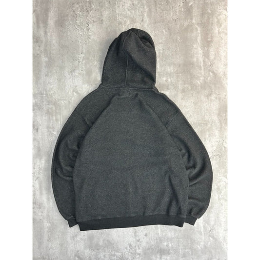 Vintage BUM Equipment Embroidered Spellout Hooded Sweatshirt Size Large Gray