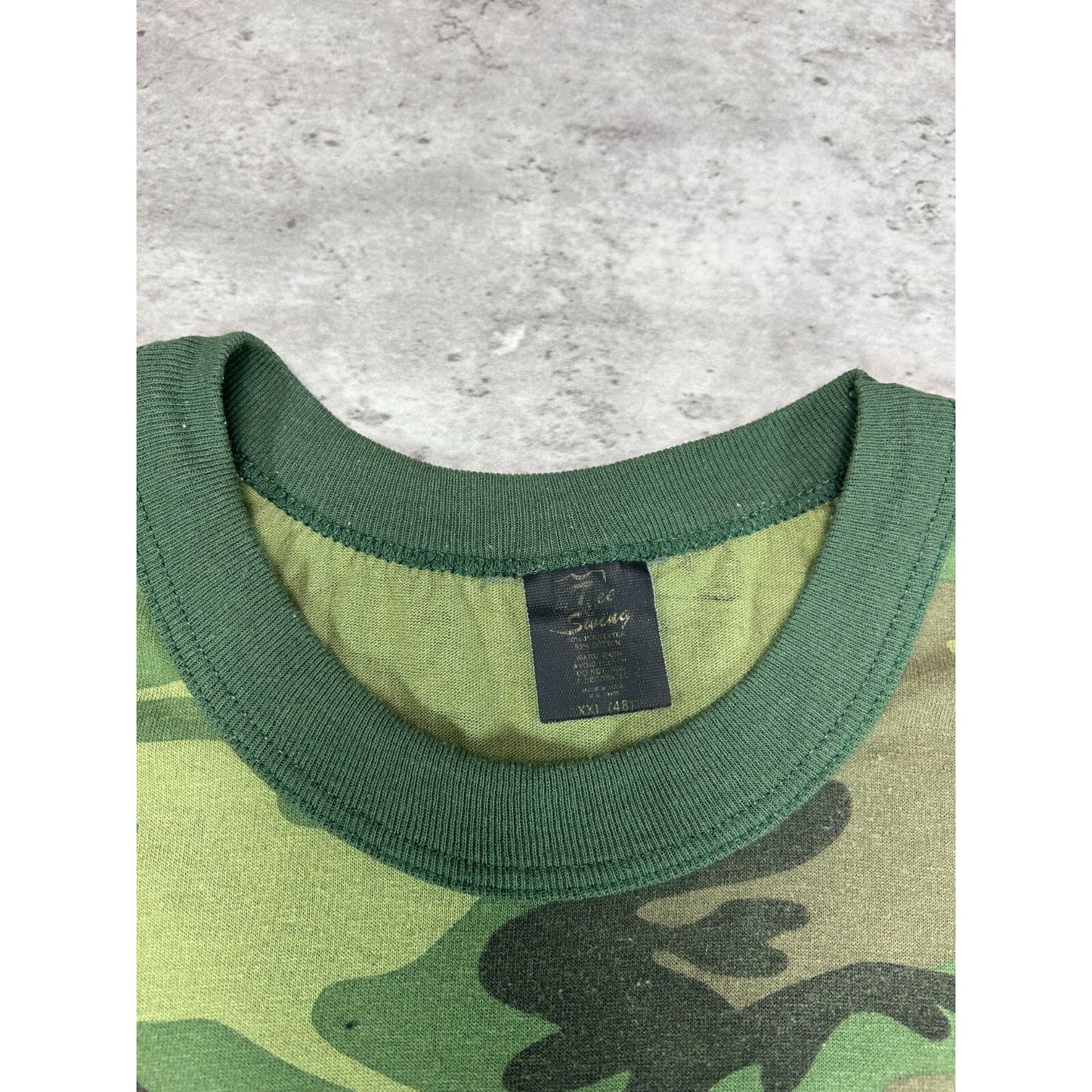 Vintage 80s Woodland Camo Hunting T-Shirt Size XXL