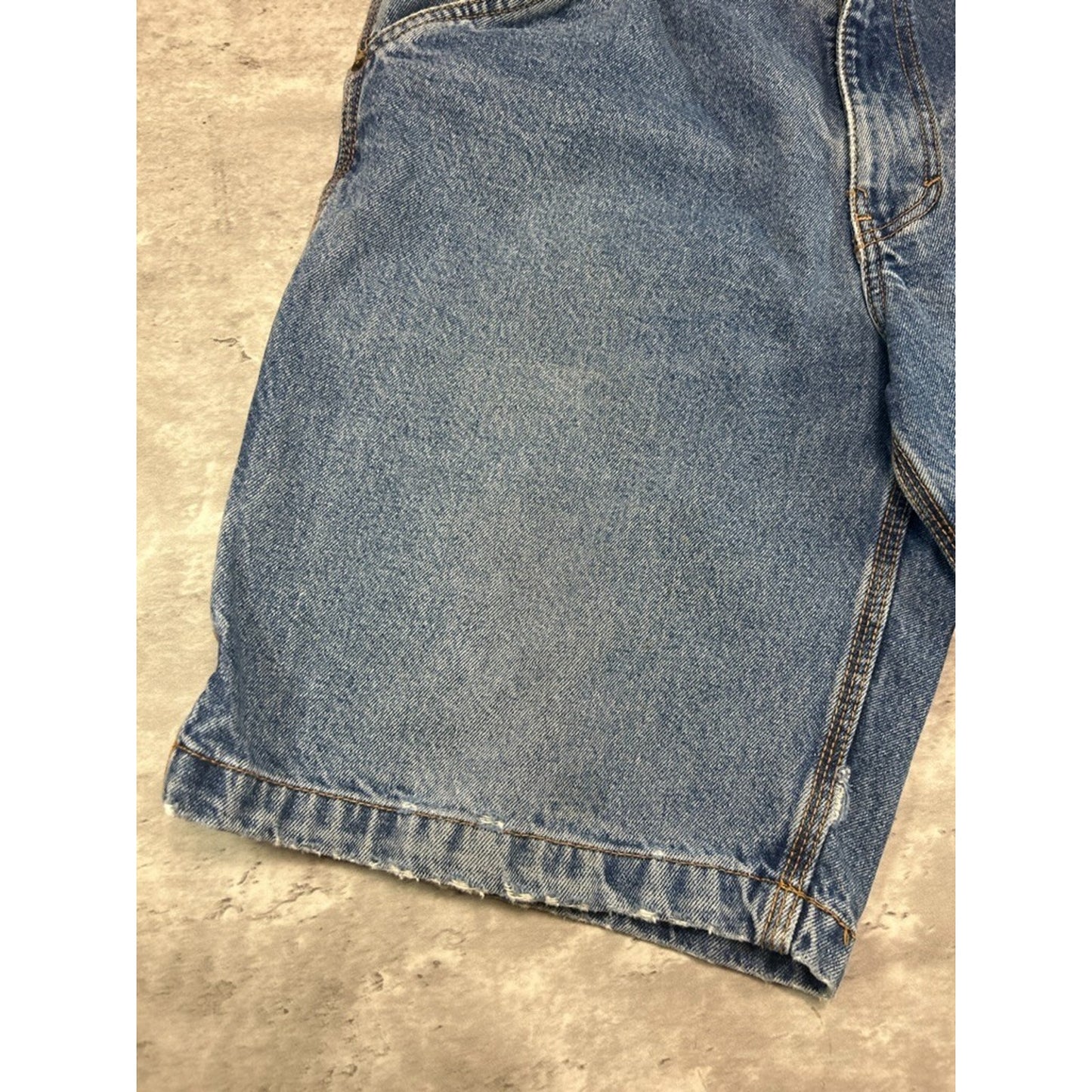 Vintage Route 66 Medium Wash Denim Workwear Carpenter Shorts Size 36 Blue