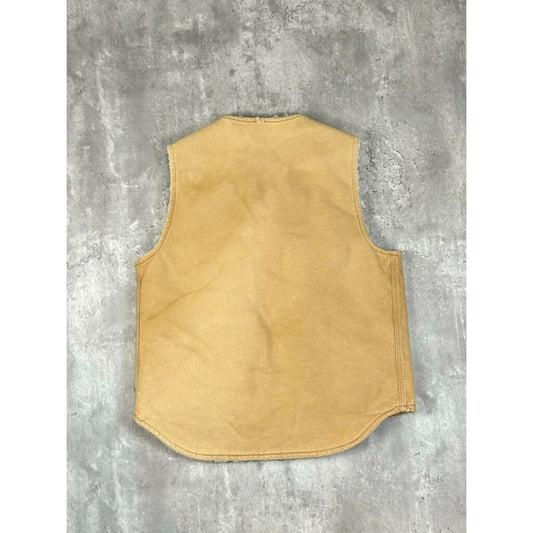 Vintage 70s/80s Carhartt Sherpa Lined Canvas Workwear Vest Size Large Beige