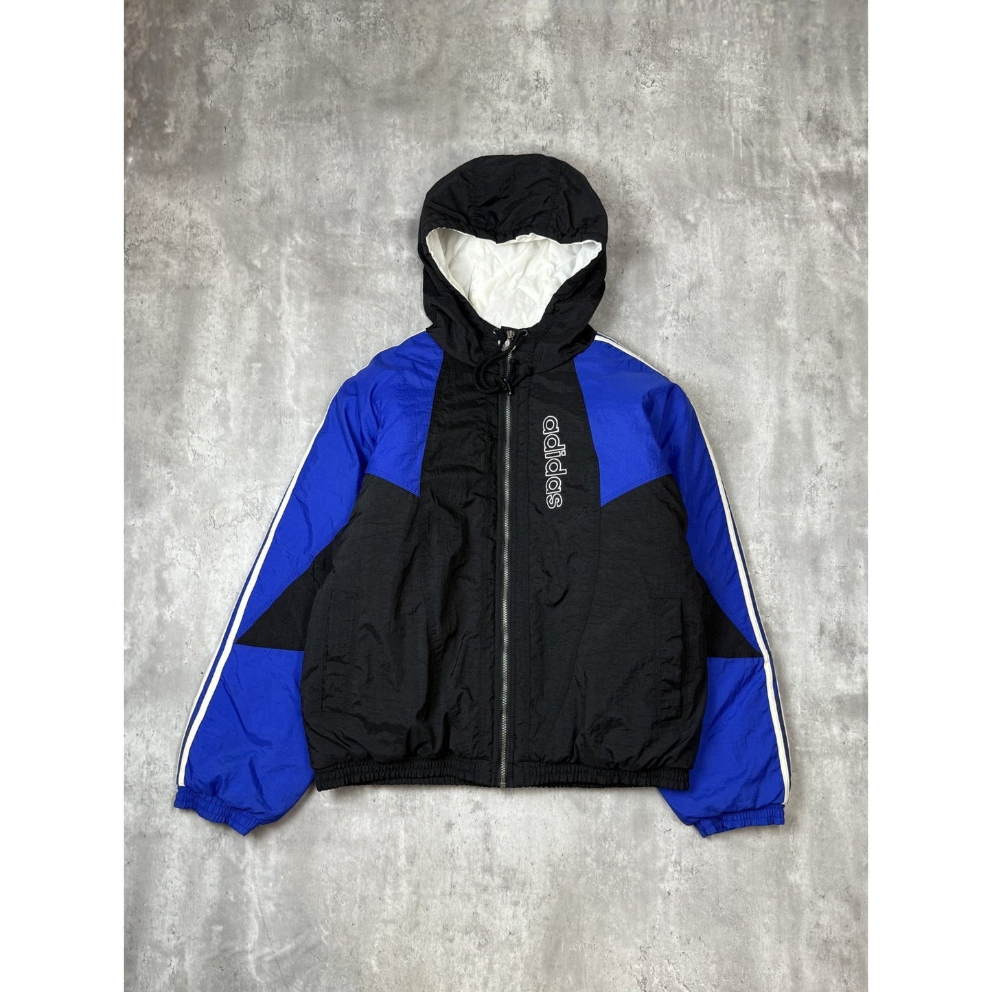Vintage 90s Adidas Insulated Embroidered Trefoil Full Zip Nylon Jacket Sz Large