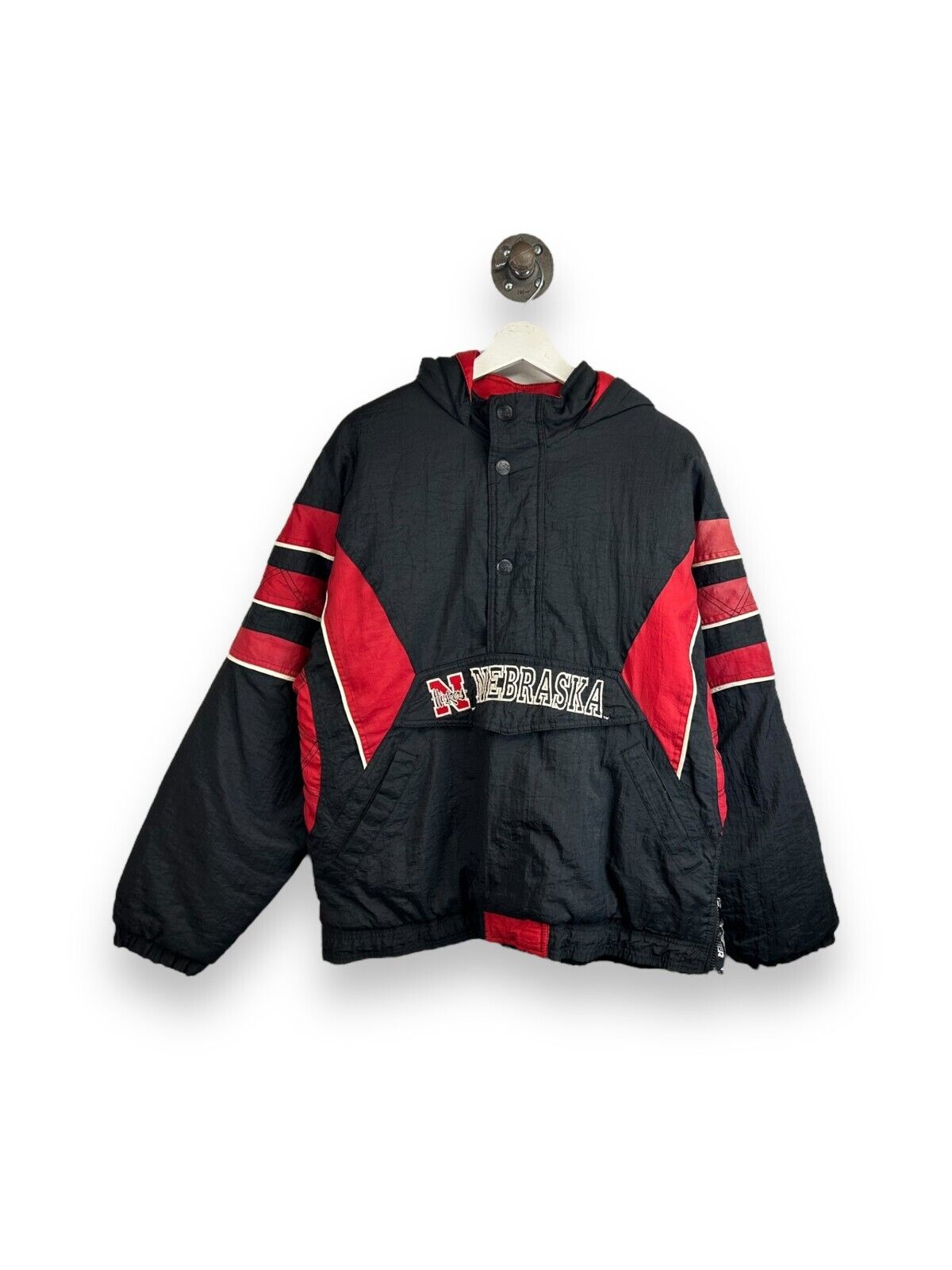 Vintage 90s Nebraska Cornhuskers NCAA Insulated 1/2 Zip Starter Jacket Size XL