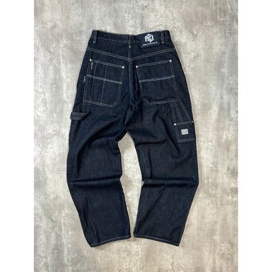 Vintage Y2K Southpole Dark Wash Sparkle Denim Workwear Style Carpenter Pants 31