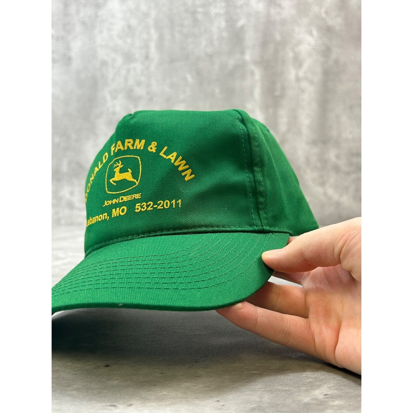 Vintage 90s John Deere Donald Farm & Lawn Graphic Spellout Snapback Hat OSFA